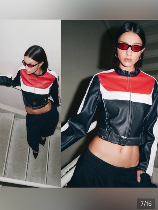 Urban Outfitters Jackets & Blazers - Urban Outfitters Black, Red & White Leather Moto Jacket size M